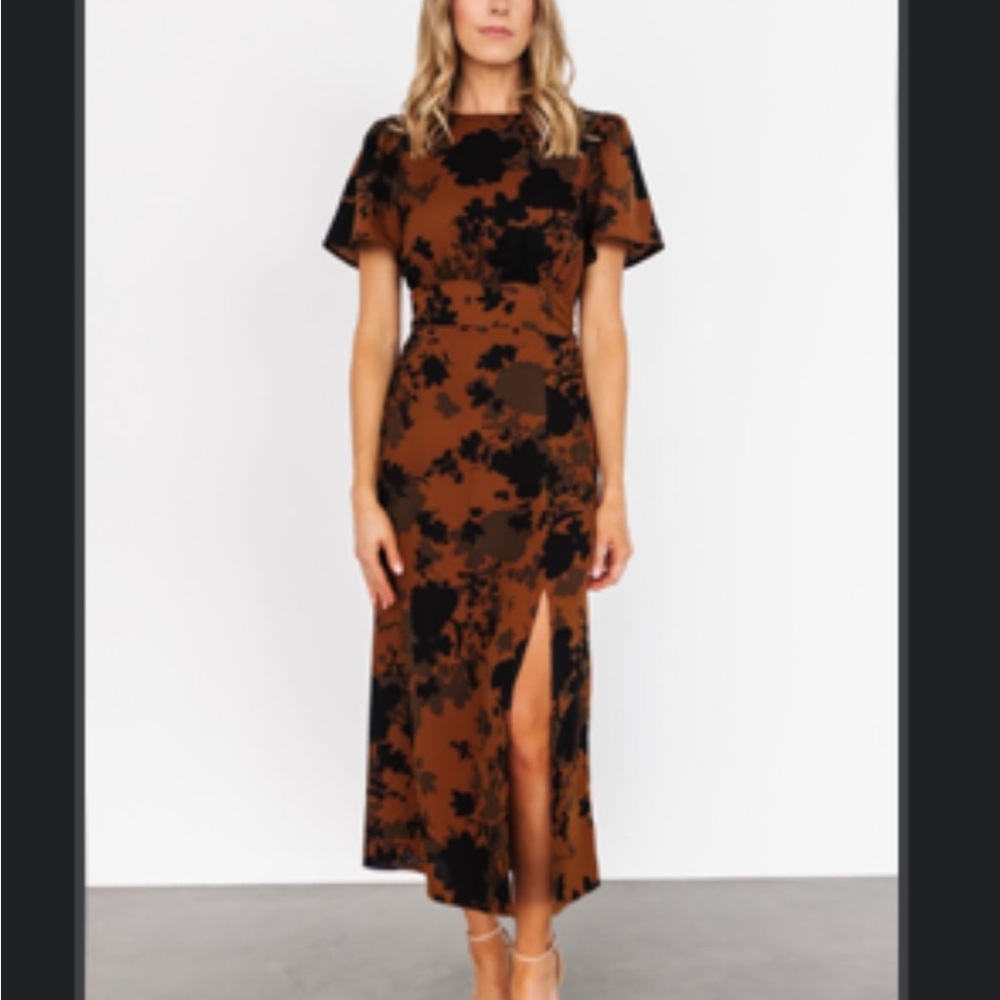 Baltic Born Lenni Midi dress - S - Espresso print